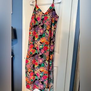 Kenny Flowers women’s maxi dress “Beach Dress” style, size XL, black floral
